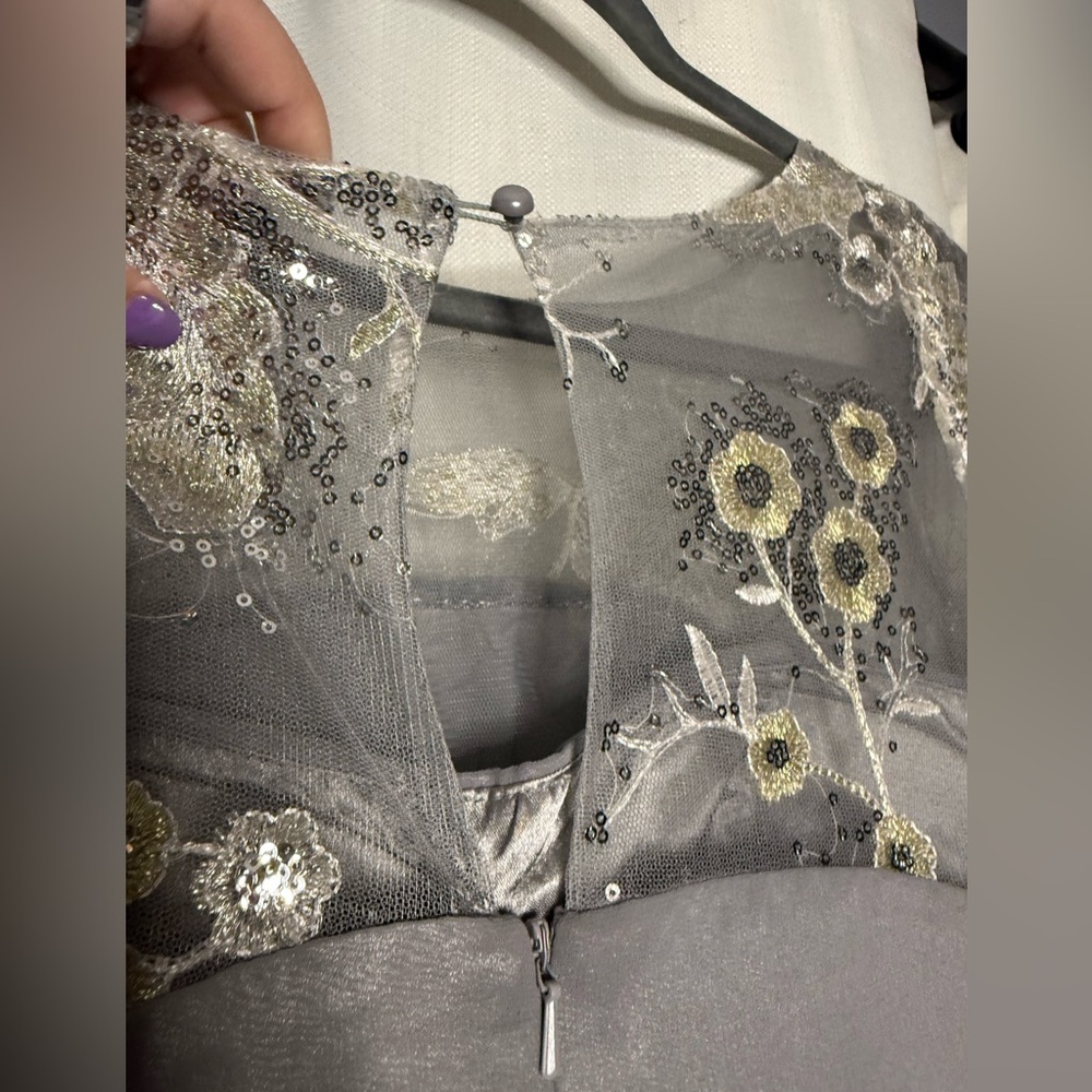 Dori Squeen Dove Grey Sequin Rhinestone Formal Dress - Picture 10 of 13